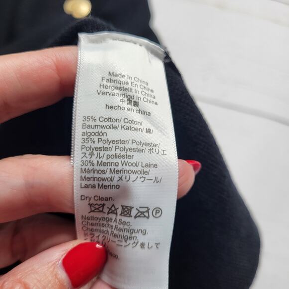 J. Crew Warwick Sweater Blazer Black Gold Button Double Breasted Peacoat Wool XS - Picture 7 of 7